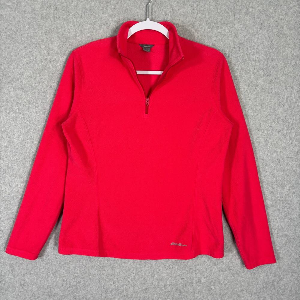 Eddie Bauer Fleece Sweatshirt Womens Small Pink 1/4 Zip Base Layer Warm Ski Snow